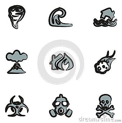 Armageddon Icons Freehand 2 Color Vector Illustration