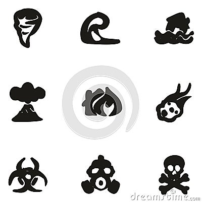 Armageddon Icons Freehand Fill Vector Illustration