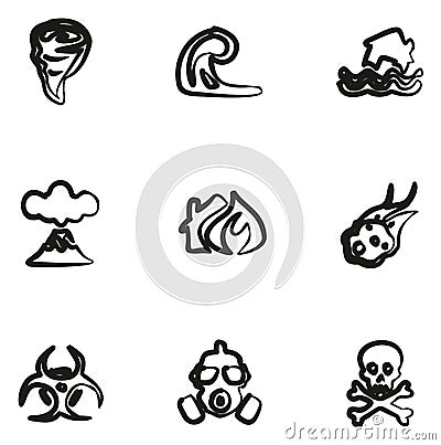 Armageddon Icons Freehand Vector Illustration