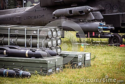 Armament of the Boeing AH-64 Apache attack helicopter. Editorial Stock Photo