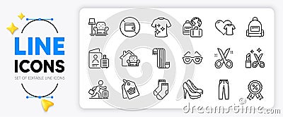Armchair, Beauty and Clean t-shirt line icons. For web app. Vector Vector Illustration