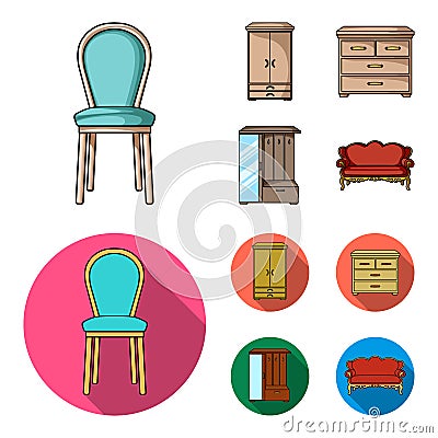 Armchair, cabinet, bedside, table .Furniture and home interiorset collection icons in cartoon,flat style vector symbol Vector Illustration