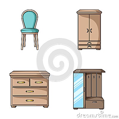 Armchair, cabinet, bedside, table .Furniture and home interiorset collection icons in cartoon style vector symbol stock Vector Illustration