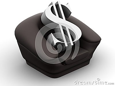 Armchair with dollar Cartoon Illustration