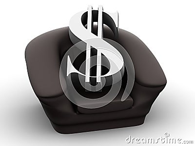 Armchair with dollar Cartoon Illustration