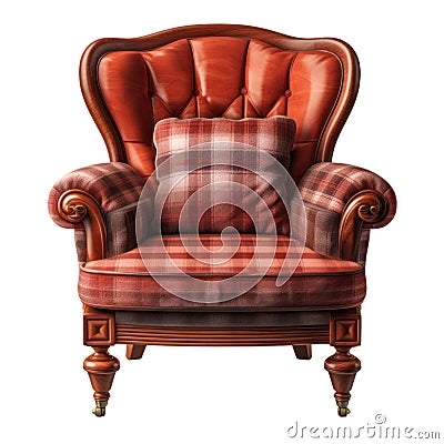 Armchair home furniture isolated on white transparent, living room comfortable leather seat Stock Photo