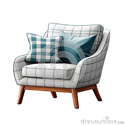 Armchair home furniture isolated on white transparent, living room comfortable leather seat Stock Photo