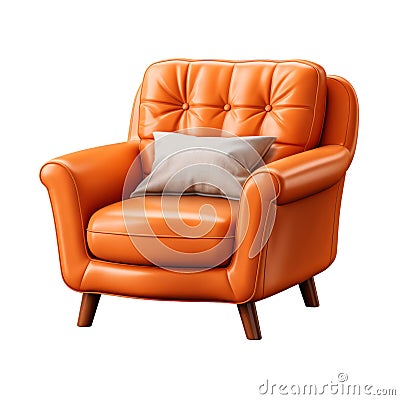 Armchair home furniture isolated on white transparent, living room comfortable leather seat Stock Photo