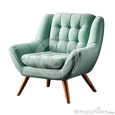 Armchair home furniture isolated on white transparent, living room comfortable leather seat Stock Photo