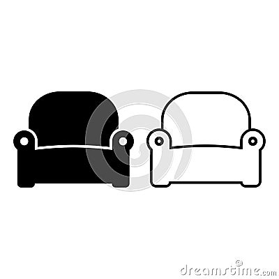 Armchair icons, flat and outline design. Vector illustration Cartoon Illustration