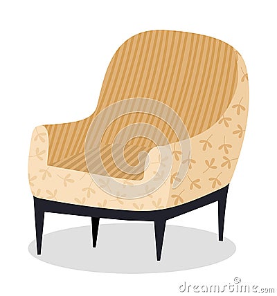 Retro cream colored armchair. Living room furniture design concept modern home interior element Vector Illustration