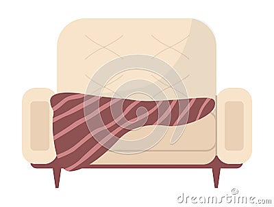 Retro cream colored armchair. Living room furniture design concept modern home interior element Vector Illustration
