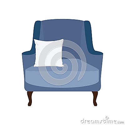 Armchair with white pillow Cartoon Illustration
