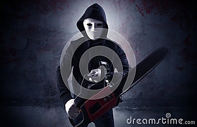 Armed assassin in an empty bloody room concept Stock Photo