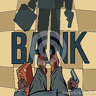 Armed Bank robbery Vector Illustration