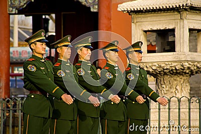 Armed escorts in Forbidden City Editorial Stock Photo