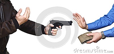 Armed robbery background Stock Photo