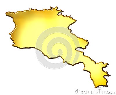 Armenia 3d Golden Map Stock Photo