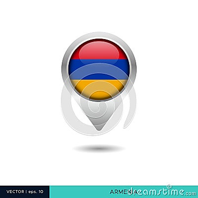 Armenia flag map pin vector design template. Vector Illustration
