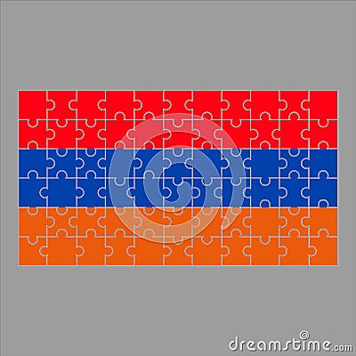 Armenia flag of the puzzle on a gray background. Vector Illustration