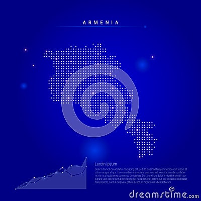Armenia illuminated map with glowing dots. Dark blue space background. Vector illustration Vector Illustration