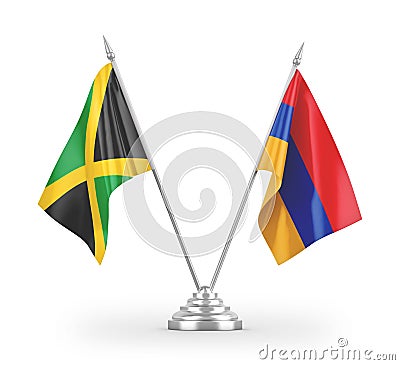 Armenia and Jamaica table flags isolated on white 3D rendering Stock Photo