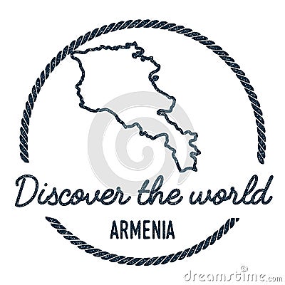 Armenia Map Outline. Vintage Discover the World. Vector Illustration