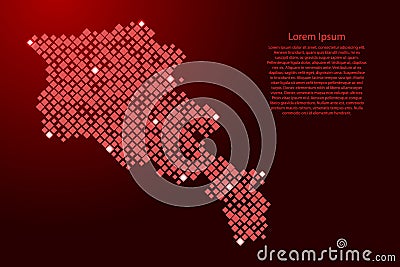 Armenia map from red pattern rhombuses of different sizes and glowing space stars grid. Vector illustration Cartoon Illustration