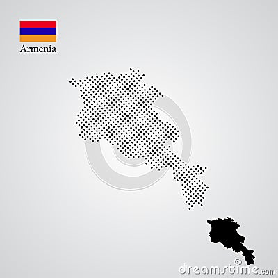 Armenia map silhouette halftone style Cartoon Illustration