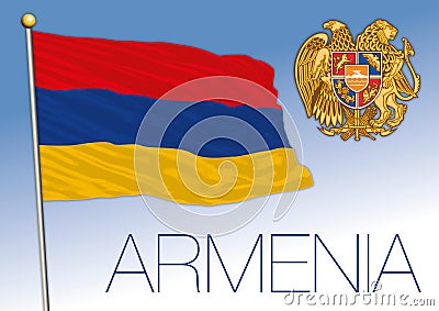 Armenia official national flag and coat of arms Vector Illustration