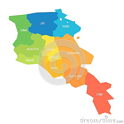 Armenia political map of administrative divisions Vector Illustration