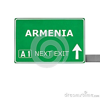 ARMENIA road sign isolated on white Stock Photo