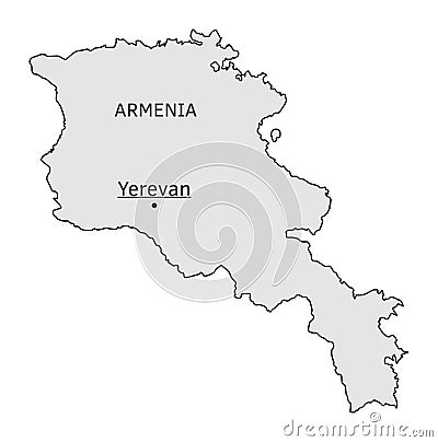 Armenia silhouette map with Yerevan capital Vector Illustration