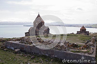 Armenia, 1st century monastery Sevanavank, Surb Arakelots. Stock Photo