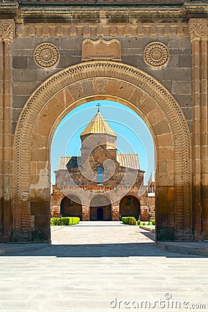 Armenian building Christian church, arch aperture Stock Photo