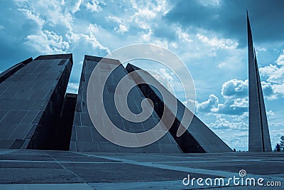 Armenian Genocide. Tsitsernakaberd Memorial complex for the victims of the Armenian Genocide Editorial Stock Photo