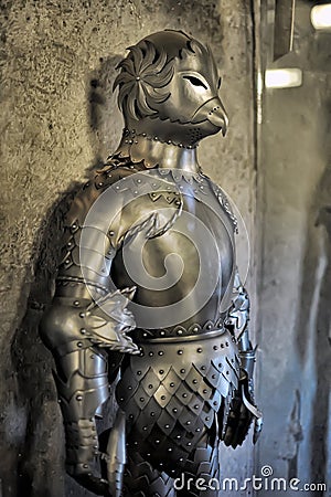 Armor of medieval knights at the museum Stock Photo