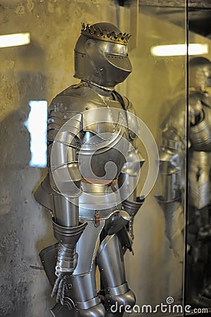 Armor of medieval knights at the museum Stock Photo