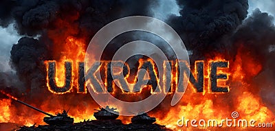 Armored Advance: UKRAINE in Fire Stock Photo