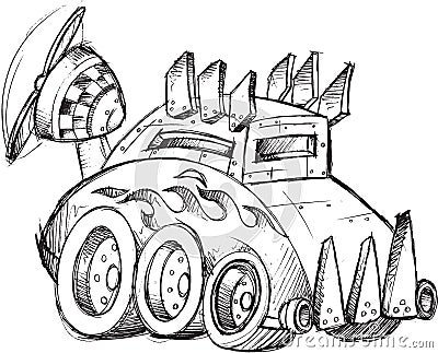 Armored Car Sketch Vector Illustration