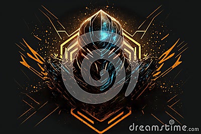 Armored evil knight in helmet logo template with free space for text. Generative AI Stock Photo