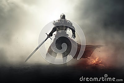 Armored knight character of middle age epic image. Generative AI Stock Photo