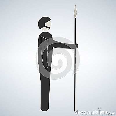 Armored knight with spear icon Cartoon Illustration