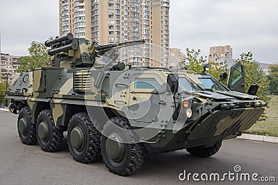 Armored personnel carrier with an automatic gun of Ukrainian production Stock Photo