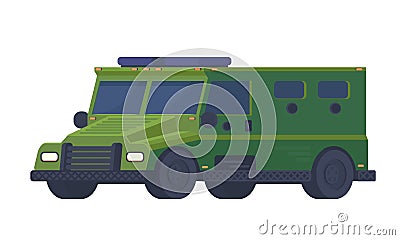 Armored police van heavy truck. Swat car Special military off road truck. Vector Illustration