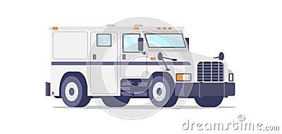 Armored urban SUV police patrol with blue stripe vector illustration. Government aid emergency car Vector Illustration