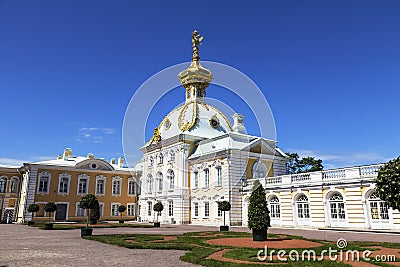 Armorial housing of Grand Palace in Peterhof. Saint-Petersburg, Editorial Stock Photo