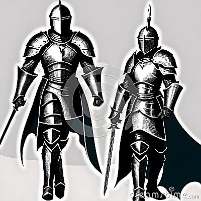 armour knights, AI-generatet Stock Photo