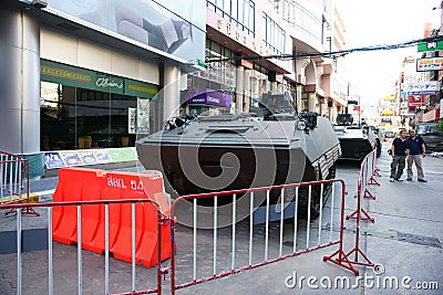 Armoured personnel carriers on Thaniya road Editorial Stock Photo