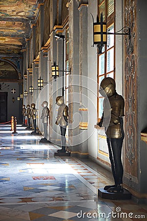 The armoury corridor on the main floor of the Grandmaster`s Pal Editorial Stock Photo